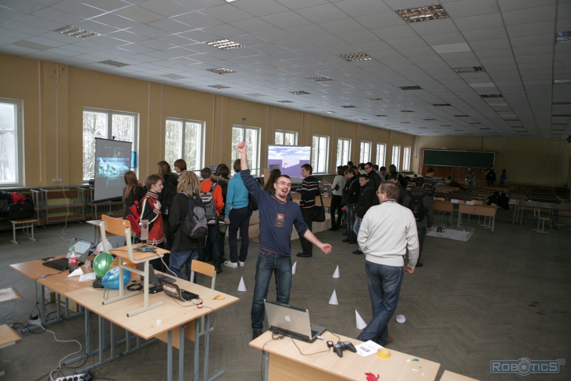 Participants of the open workshop on robotics in Brest city.